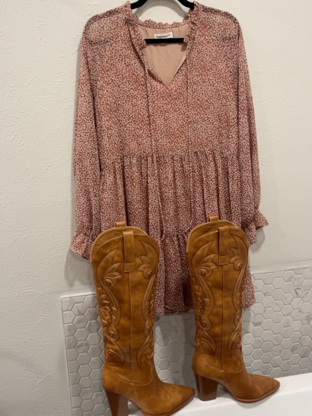 Western Boho Dress + Cowboy Boots Bundle 🤎 Rodeo Country Outfit